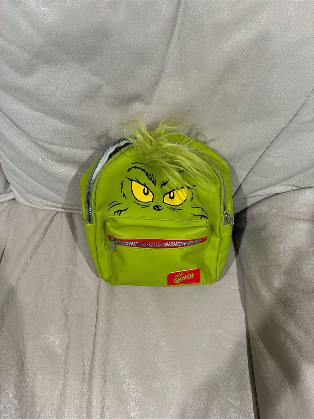 The Grinch Lime Green Mini Backpack with Faux Fur Accent
